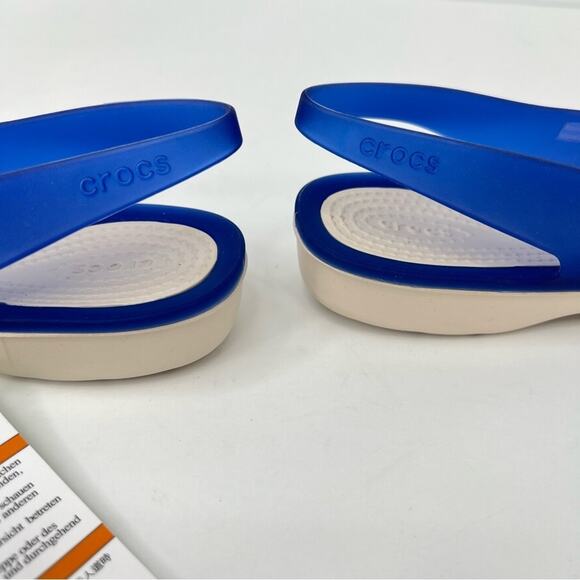 Crocs Cerulean colorblock pink blue slingback peep toe sandals shoes size 5 NEW - Picture 3 of 6